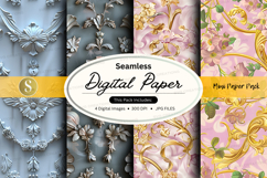 Seamless digital paper pack with floral and ornate designs Product Image 1