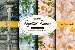 Seamless digital paper - vintage floral and greenery pattern Product Image 1