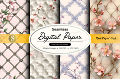 Seamless digital paper mockup pack with floral patterns Product Image 1