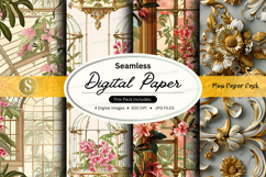 Seamless digital paper pack with floral and ornate designs Product Image 1
