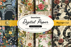 Seamless digital paper - vintage floral pattern pack Product Image 1
