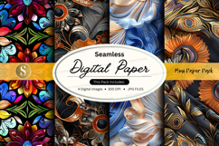 Seamless digital paper pack - floral and geometric patterns Product Image 1