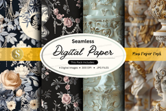 Seamless digital paper - vintage floral and ornate design pa Product Image 1
