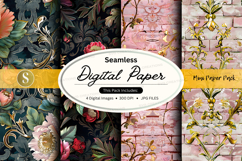 Seamless digital paper - floral and patterned design pack Product Image 1