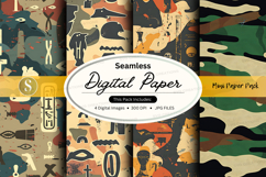 Seamless digital paper - vintage camouflage pattern pack Product Image 1