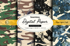 Seamless digital paper - camouflage and winter theme pack Product Image 1