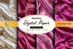 Seamless digital paper - pink and white satin with pearls Product Image 1