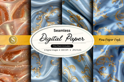 Seamless digital paper pack with ornate gold designs Product Image 1