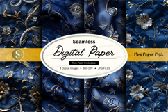 Seamless digital paper with floral and ornamental pattern Product Image 1