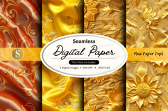 Seamless digital paper pack with gold and orange textures Product Image 1