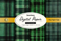 Seamless digital paper - green plaid pattern Product Image 1