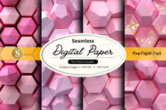 Pink Hexagon Seamless Digital Paper Pack Background Product Image 1