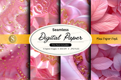 Pink seamless digital paper pack floral textures background Product Image 1