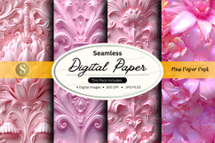 Seamless pink floral digital paper pack background textures Product Image 1
