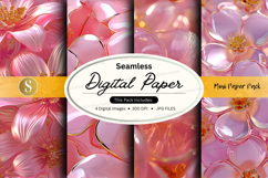 SeamlesSeamless pink floral digital paper background texture Product Image 1