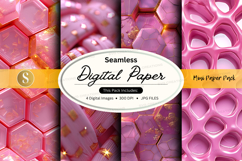 Pink Seamless Digital Paper Pack Hexagon Pattern Background Product Image 1