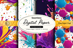 Seamless digital paper pack colorful abstract textures Product Image 1