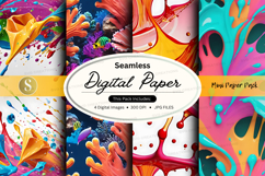 Seamless digital paper pack with vibrant watercolor textures Product Image 1