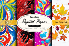 Seamless digital paper pack colorful autumn leaves design Product Image 1
