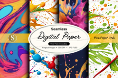 Seamless digital paper pack abstract colorful textures backg Product Image 1