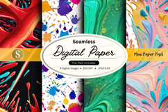 Seamless digital paper pack colorful watercolor textures bac Product Image 1