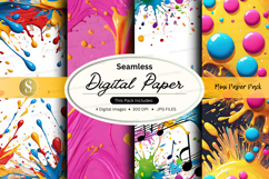 Seamless digital paper pack colorful watercolor textures Product Image 1