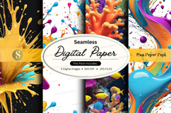 Seamless digital paper pack with vibrant watercolor splashes Product Image 1