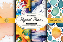 Seamless digital paper pack with watercolor textures and pat Product Image 1
