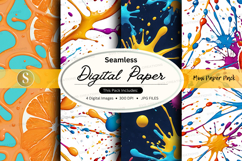 Seamless digital paper pack with watercolor textures and spl Product Image 1