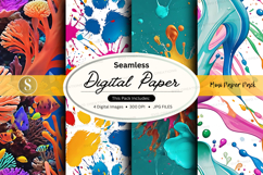 Seamless digital paper pack colorful watercolor textures Product Image 1