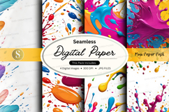 Seamless digital paper texture with vibrant watercolor splas Product Image 1