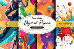 Seamless digital paper pack colorful abstract textures backg Product Image 1