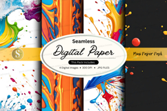 Seamless digital paper pack with vibrant watercolor textures Product Image 1