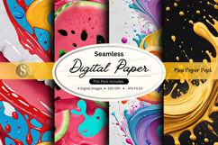 Seamless digital paper textures with vibrant watercolor patt Product Image 1