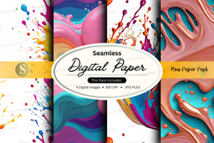 Seamless digital paper pack with vibrant watercolor splashes Product Image 1