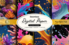 Seamless digital paper pack abstract colorful textures backg Product Image 1