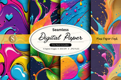 Seamless digital paper pack colorful abstract textures backg Product Image 1
