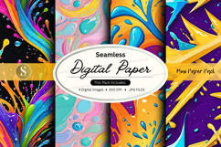 Seamless digital paper pack vibrant colorful abstract textur Product Image 1
