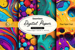 Seamless digital paper pack colorful abstract textures backg Product Image 1
