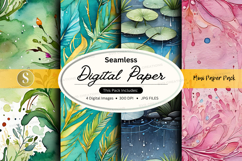 Seamless digital paper textures floral watercolor pastel bac Product Image 1