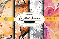 Seamless tropical digital paper pack watercolor textures Product Image 1