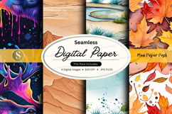 Seamless digital paper textures pack watercolor autumn Product Image 1