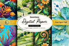 Seamless digital paper pack floral watercolor textures Product Image 1