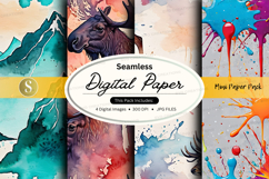 Seamless digital paper textures pack watercolor grunge backg Product Image 1
