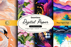 Seamless digital paper pack floral watercolor textures backg Product Image 1