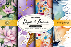 Seamless digital paper pack floral watercolor textures Product Image 1