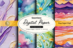 Seamless digital paper textures watercolor floral design bac Product Image 1