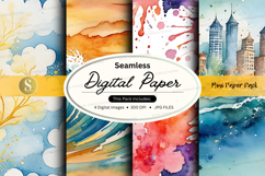 Seamless digital paper pack watercolor textures background Product Image 1