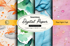 Seamless digital paper pack with watercolor textures and pas Product Image 1