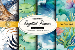 Seamless digital paper pack watercolor textures background Product Image 1